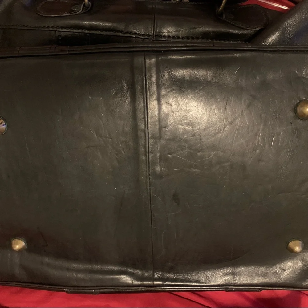 Large black leather men’s weekender satchel/duffel bag - Picture 4 of 4